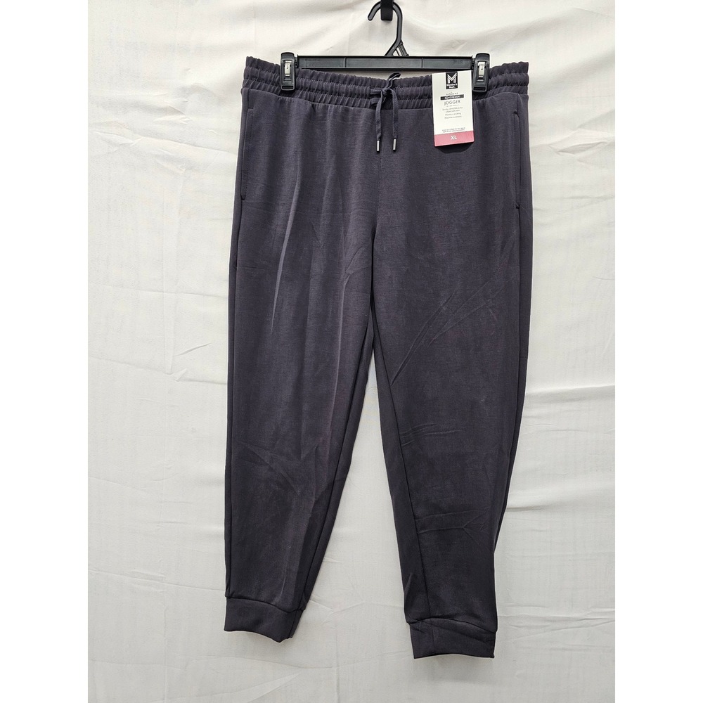 Member's Mark Womens Sandwash Joggers Black Soot Polyester Blend Casual Size XL